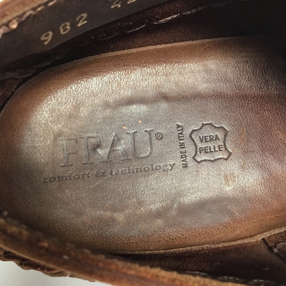 Frau Italian Leather Shoes Men’s Size 42 EU 8 1/2 US Brown Footwear Italy - Picture 12 of 15